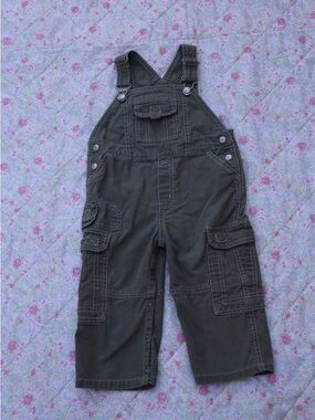Vintage Y2K Gymboree Cargo Overalls 24M Olive Utility Baby